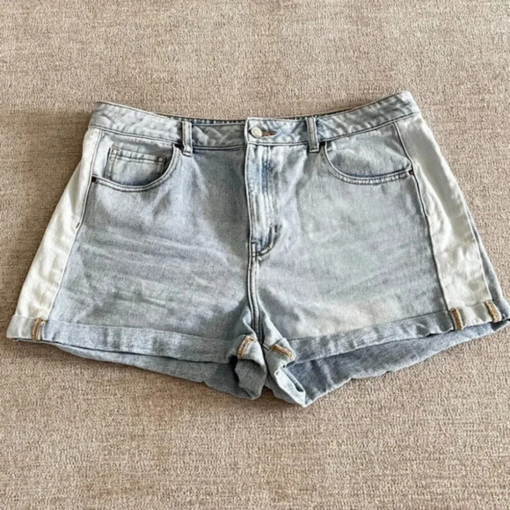 Pacsun Womens Blue High-Rise Hi-Waist Jeans Shorts Size 32 Ladies Roll-Up Denim